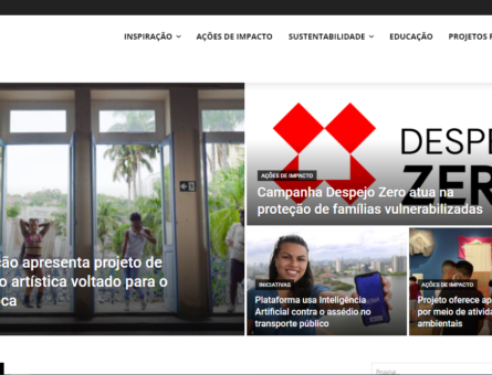 Screenshot of the homepage of Lupa do Bem website, where a few articles about social projects are available..