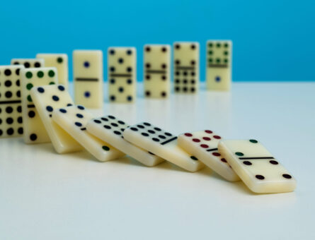 Dominoes falling in a row