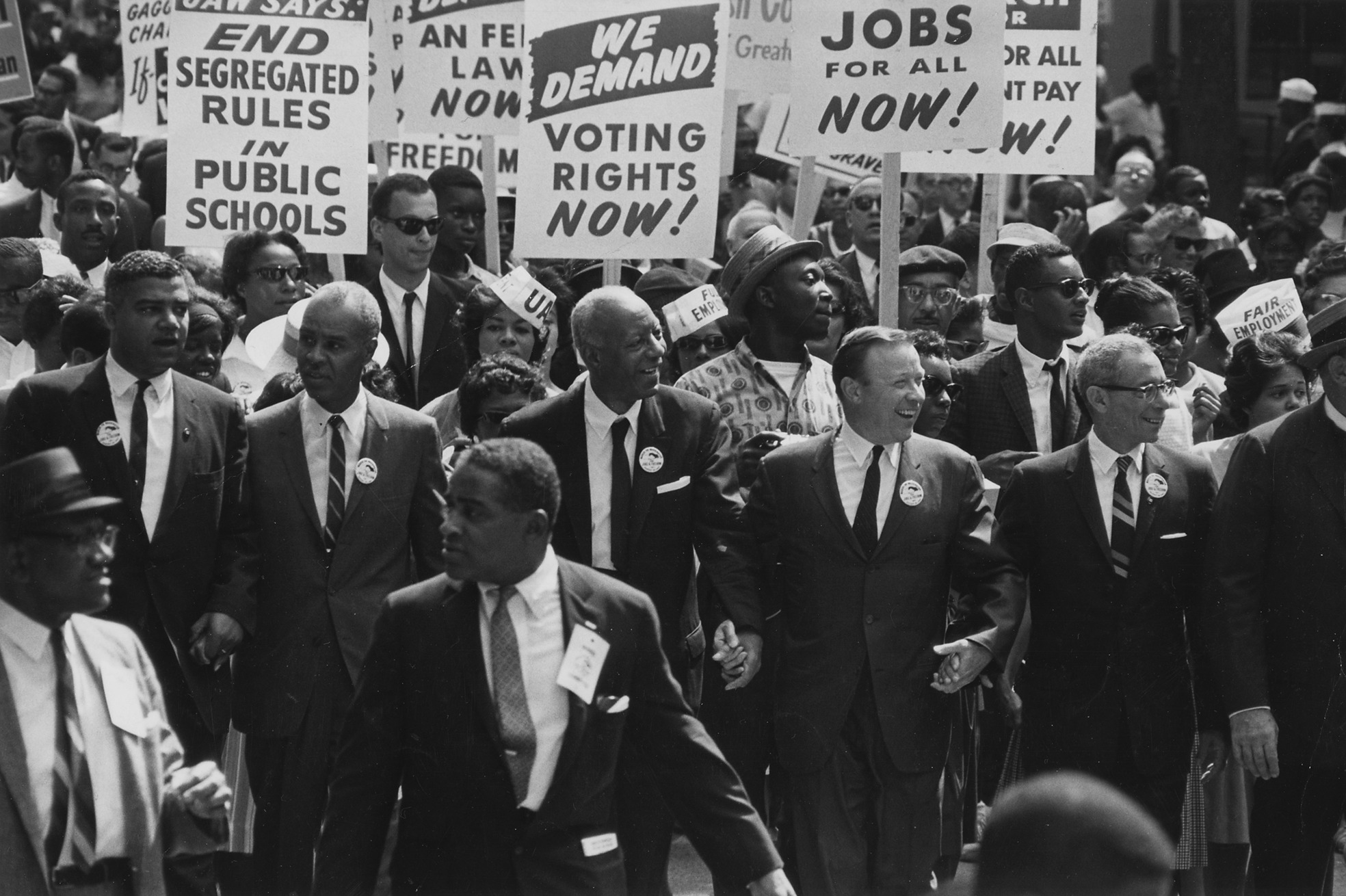 Civil Rights March on Washington D.C. Leaders marching from the Washington Monument to the Lincoln Memorial NARA 542010